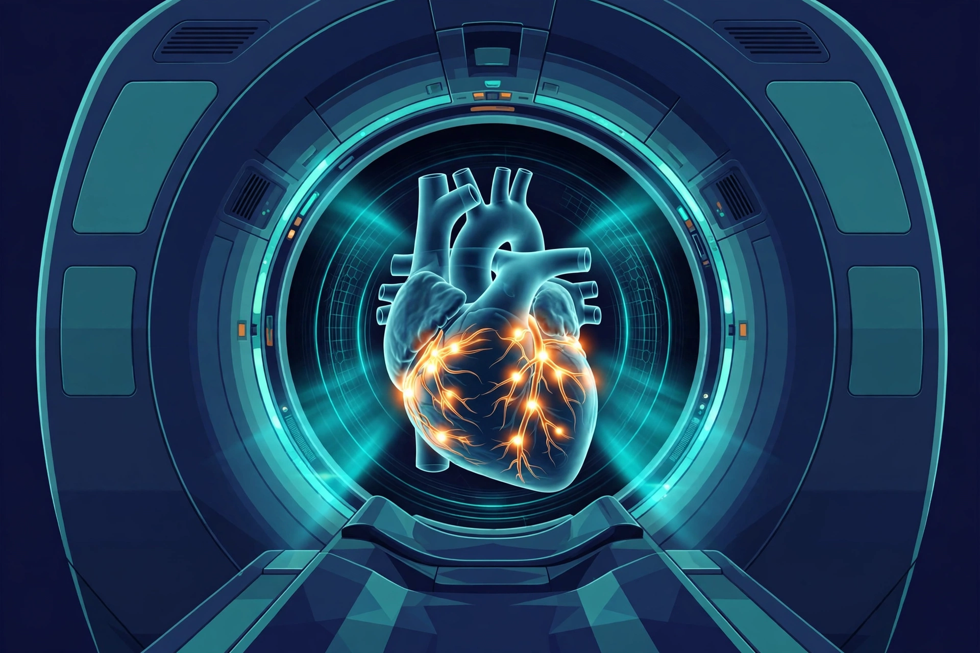 Calcium score test CT scan illustration