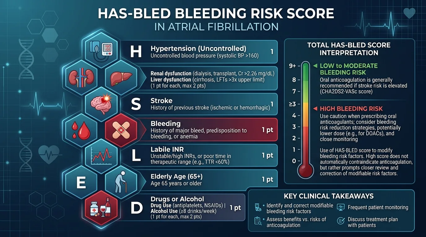 HAS-BLED Bleeding Risk Score Clinical Infographic Diagram