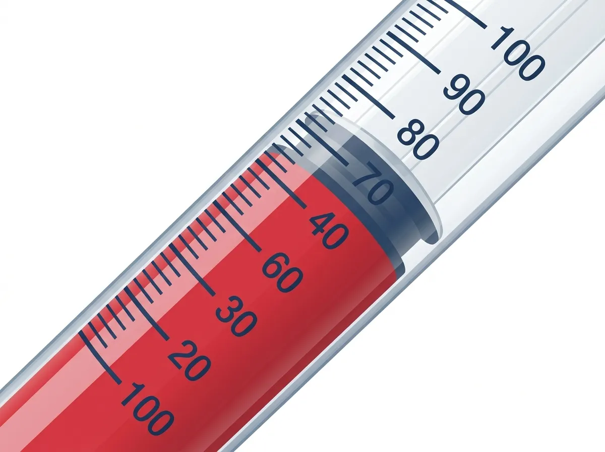 insulin syringe barrel with fluid