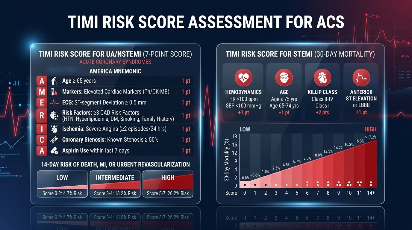 TIMI Risk Score Assessment for Acute Coronary Syndromes Clinical Infographic